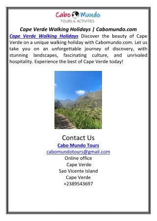 Cape Verde Walking Holidays | Cabomundo.com