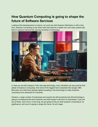 How Quantum Computing is going to shape the future of Software Services