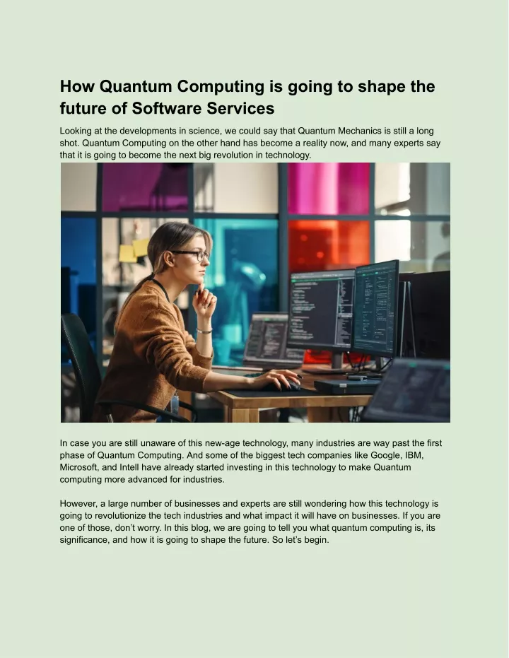 how quantum computing is going to shape