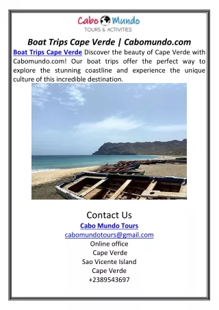 Boat Trips Cape Verde | Cabomundo.com