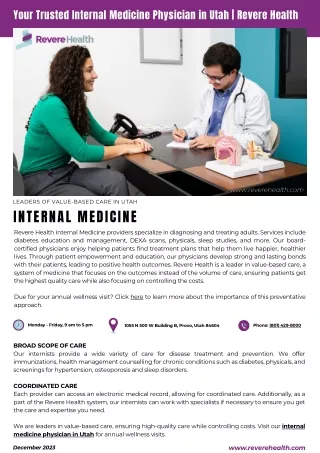 Your Trusted Internal Medicine Physician in Utah | Revere Health