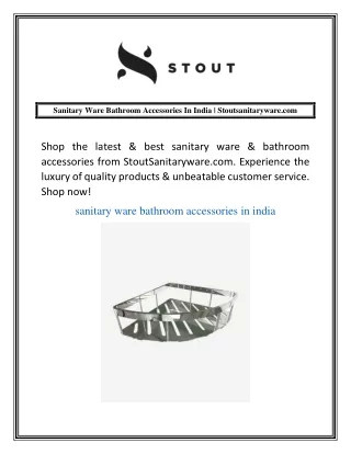 Sanitary Ware Bathroom Accessories In India  Stoutsanitaryware.com