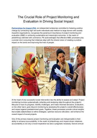 The Crucial Role of Project Monitoring and Evaluation in Driving Social Impact