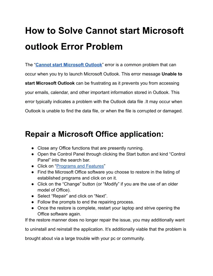 how to solve cannot start microsoft