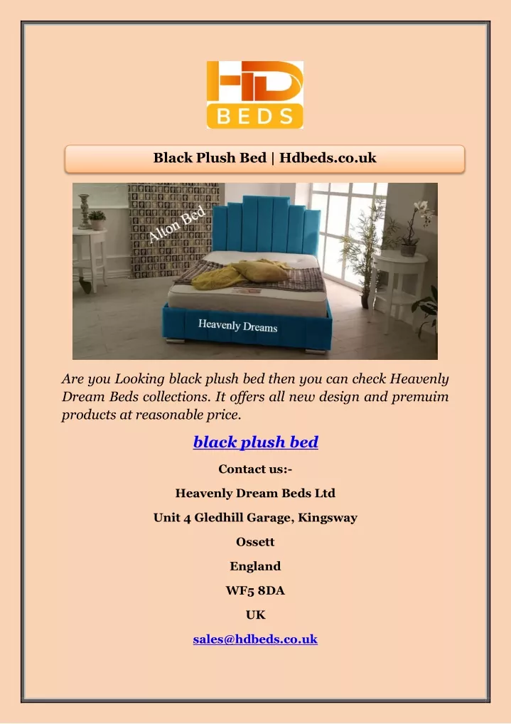 black plush bed hdbeds co uk