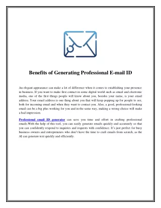 Benefits of Generating Professional E-mail ID