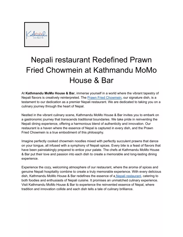 nepali restaurant redefined prawn fried chowmein