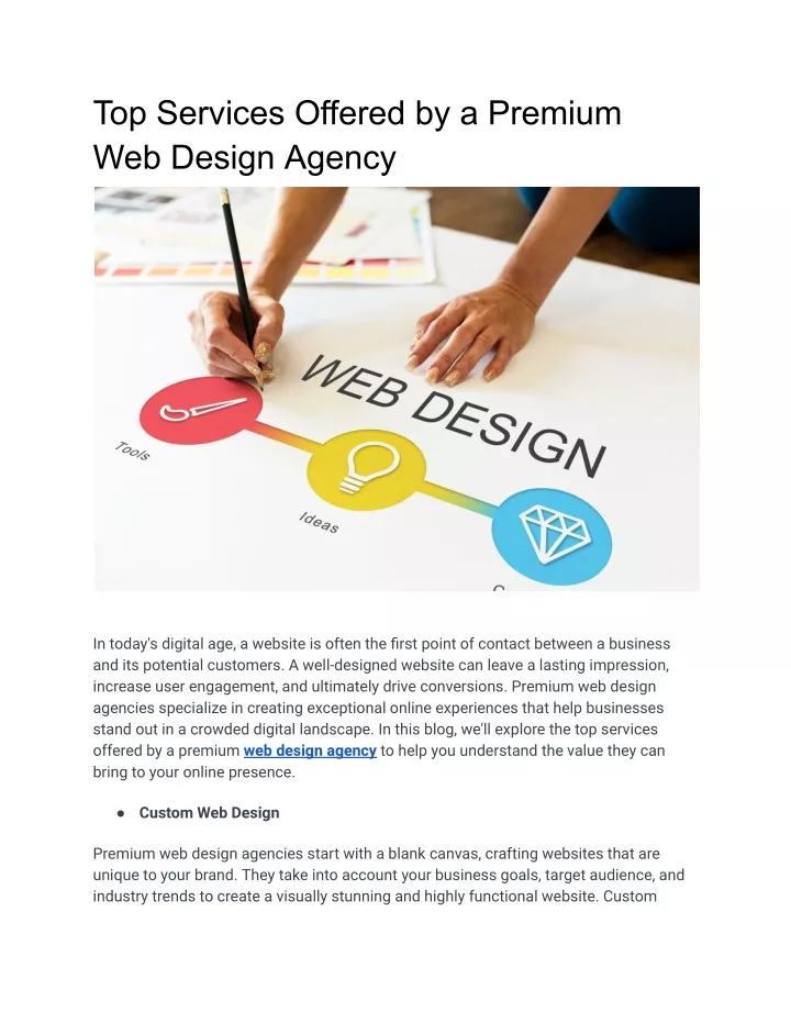 top services offered by a premium web design