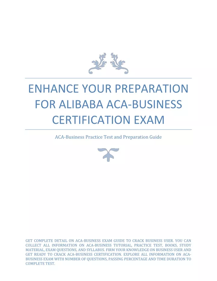 enhance your preparation for alibaba aca business