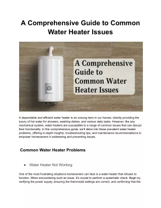 A Comprehensive Guide to Common Water Heater Issues