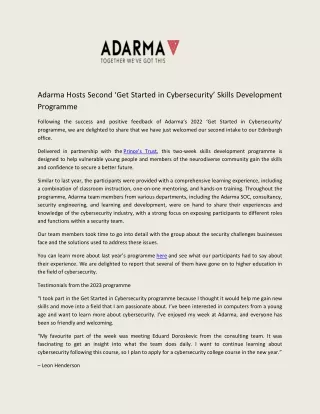 adarma hosts second get started in cybersecurity