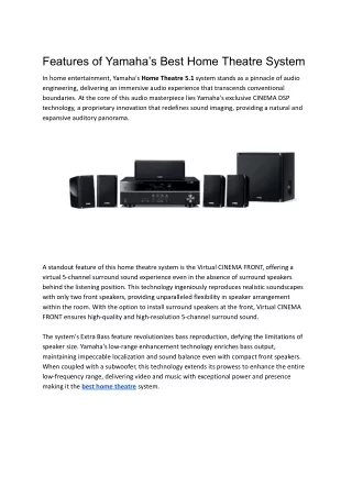 features of yamaha s best home theatre system