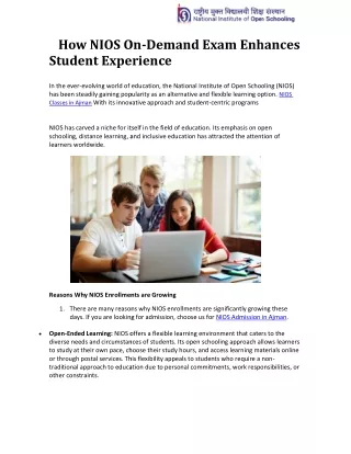 How NIOS On-Demand Exam Enhances   Student Experience
