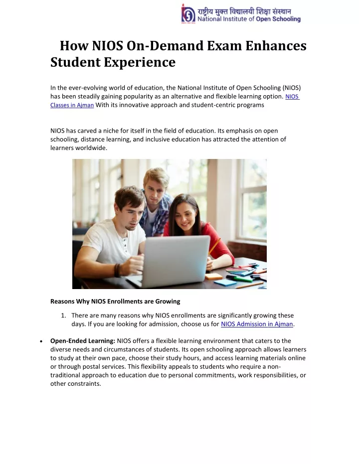 how nios on student experience student experience