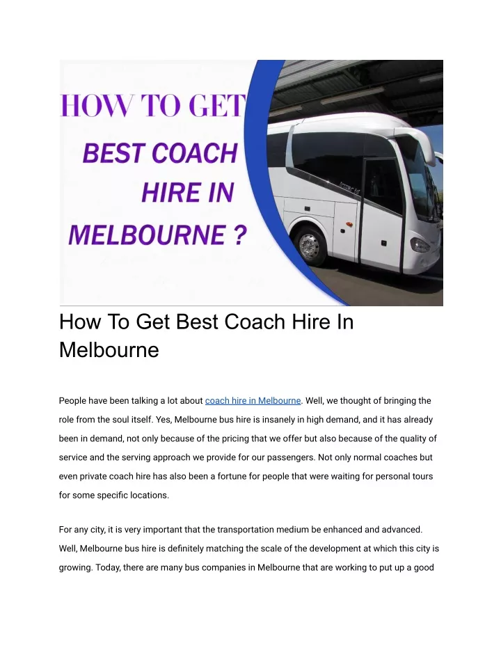 how to get best coach hire in melbourne