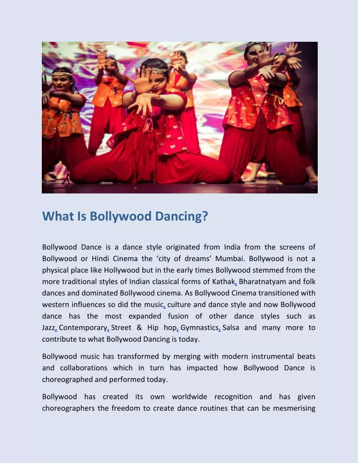 what is bollywood dancing
