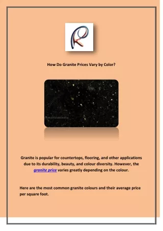 How Do Granite Prices Vary by Color