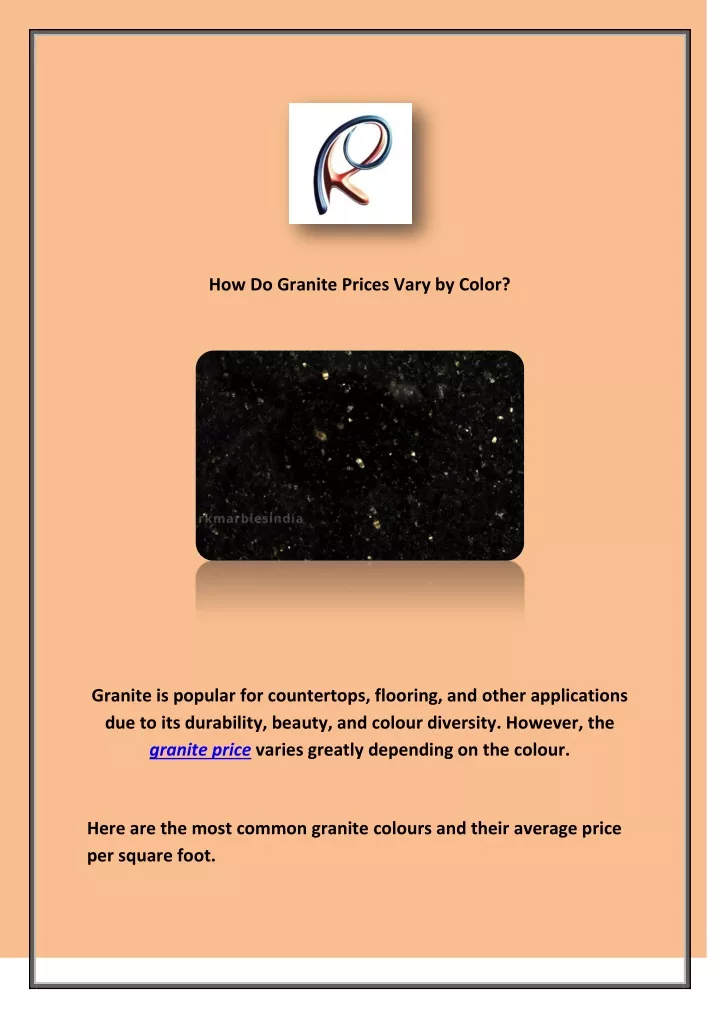 how do granite prices vary by color