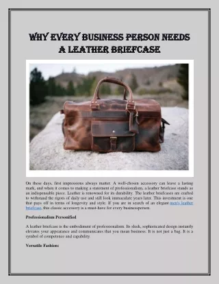 Why Every Business person Needs a Leather Briefcase