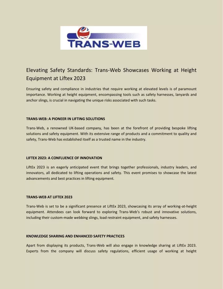 elevating safety standards trans web showcases