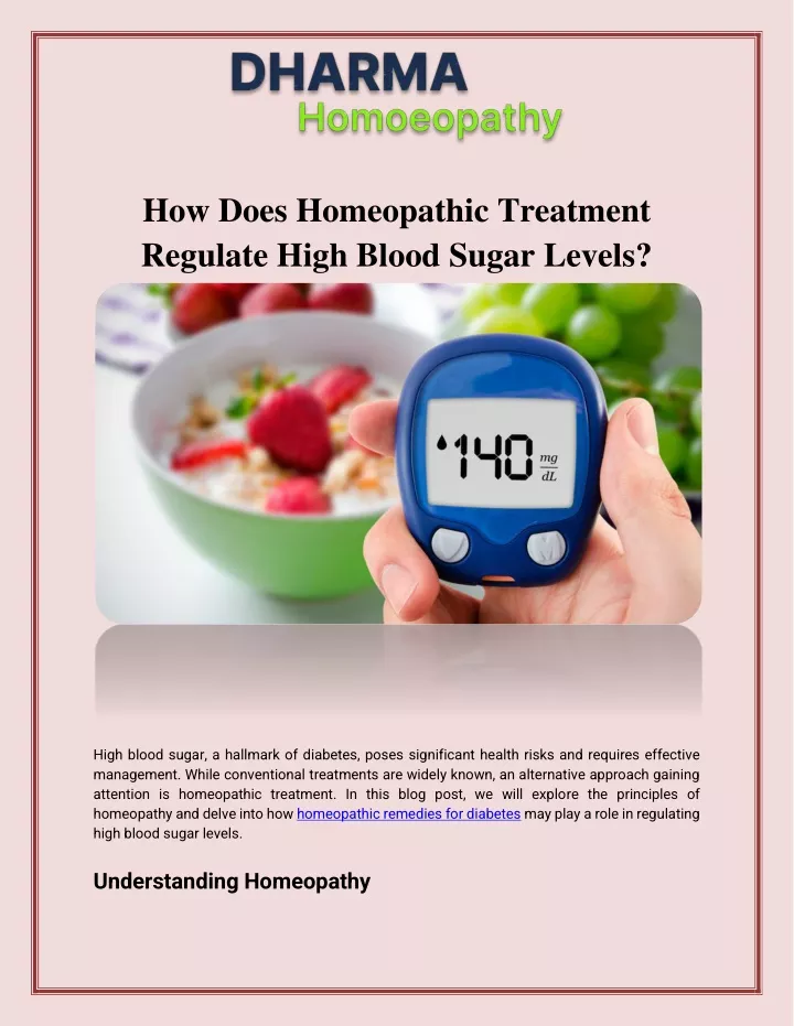how does homeopathic treatment regulate high