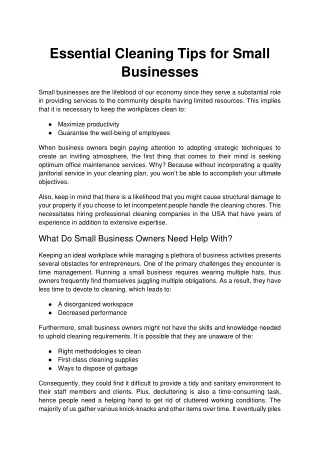 essential cleaning tips for small businesses