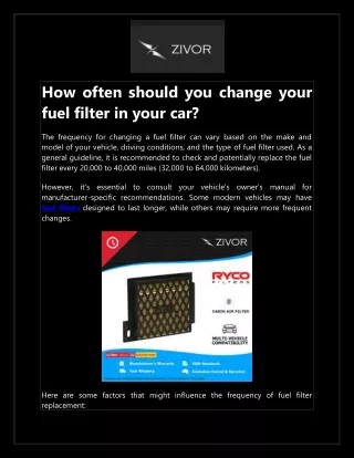 How often should you change your fuel filter in your car