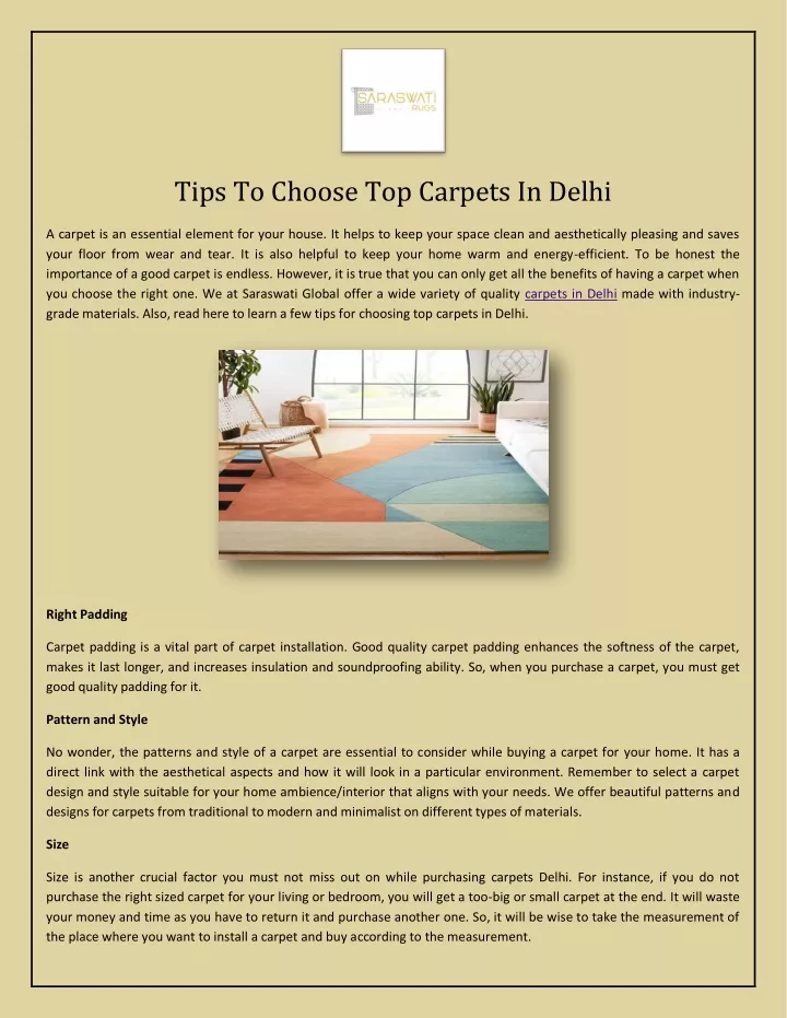 tips to choose top carpets in delhi