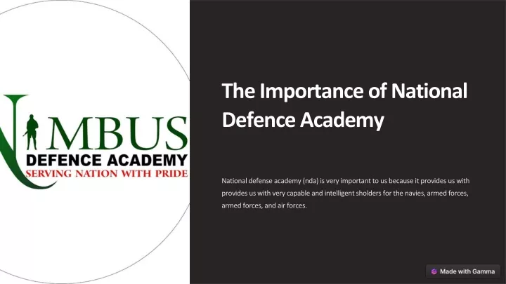 the importance of national defence academy