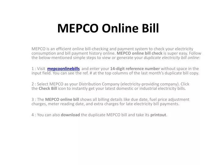 mepco online bill