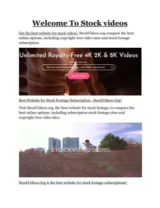 welcome to stock videos
