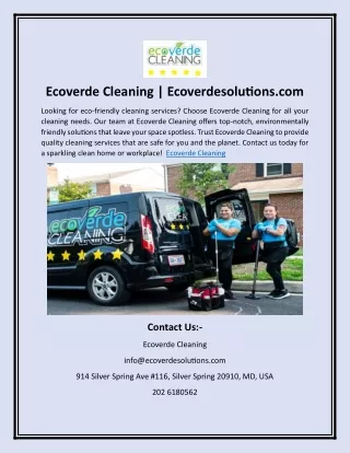 Ecoverde Cleaning | Ecoverdesolutions.com