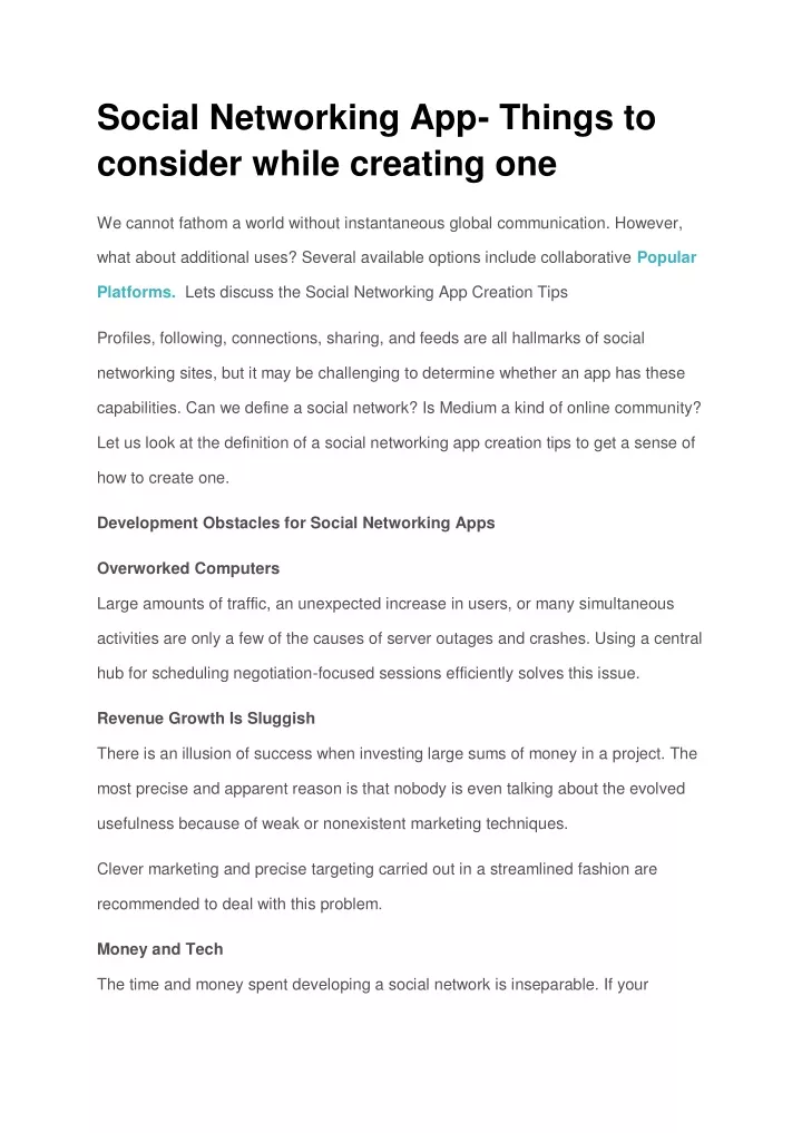 social networking app things to consider while