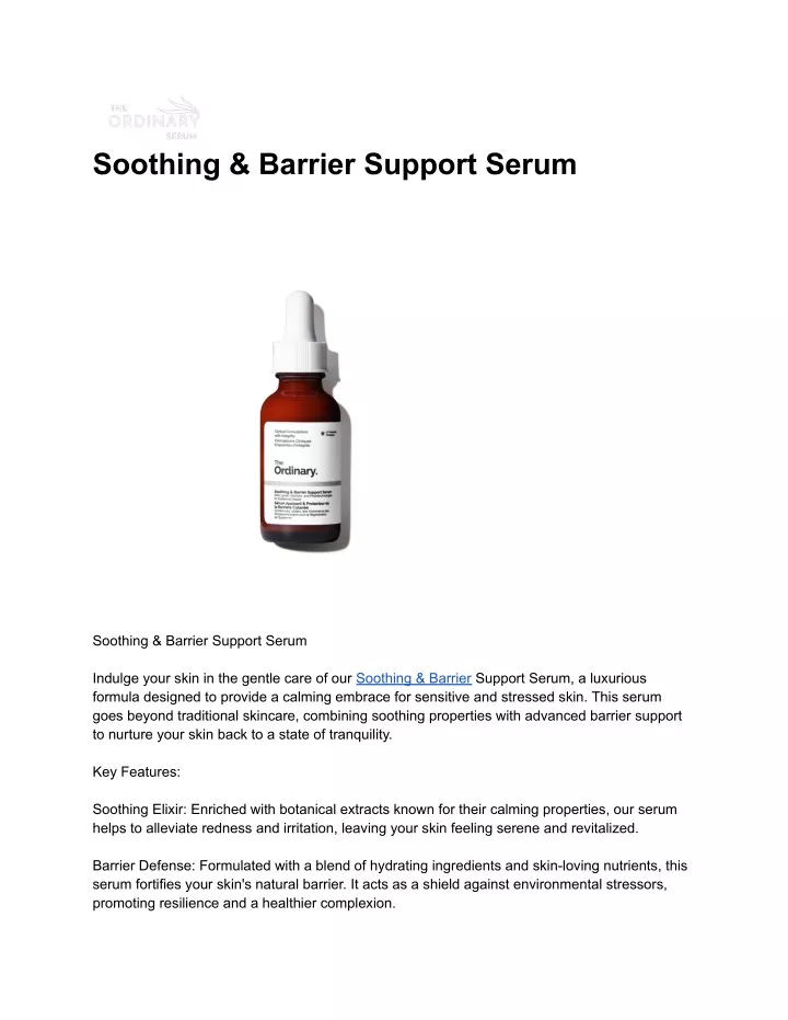 soothing barrier support serum