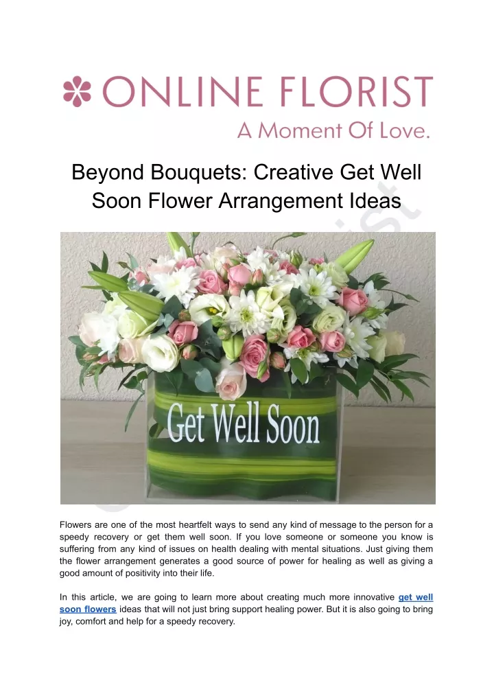 beyond bouquets creative get well soon flower