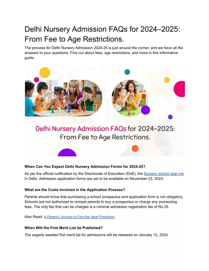 PPT - Delhi Nursery Admission FAQs For 2024–2025_ From Fee To Age ...