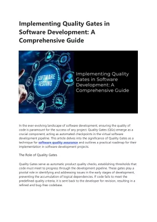 Implementing Quality Gates in Software Development: A Comprehensive Guide