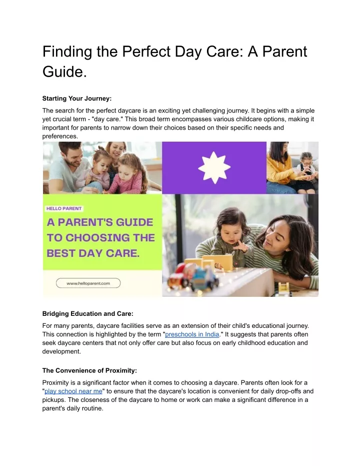 finding the perfect day care a parent guide