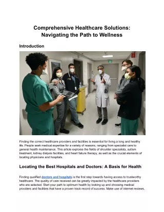 Comprehensive Healthcare Solutions: Navigating the Path to Wellness