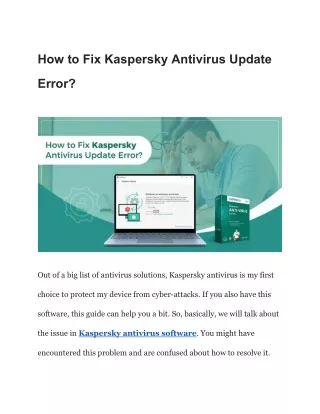 How to Fix Kaspersky Antivirus Update Error