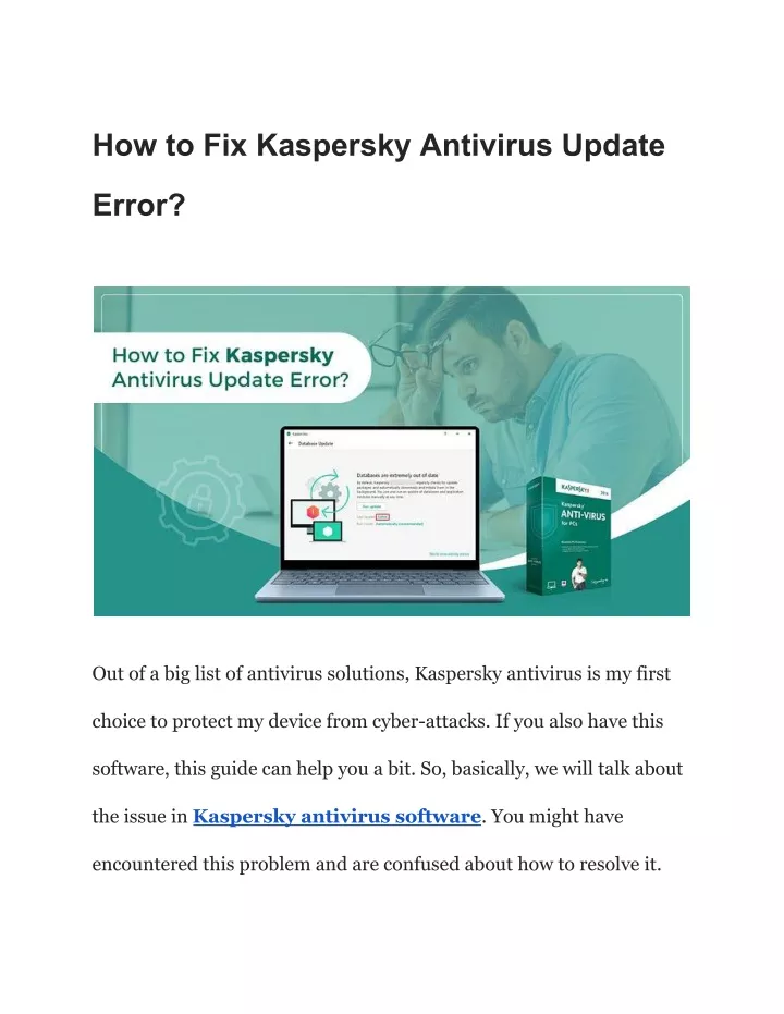 how to fix kaspersky antivirus update