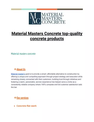 Material Master Concrete - Concrete construction work: Transforming Ideas into R