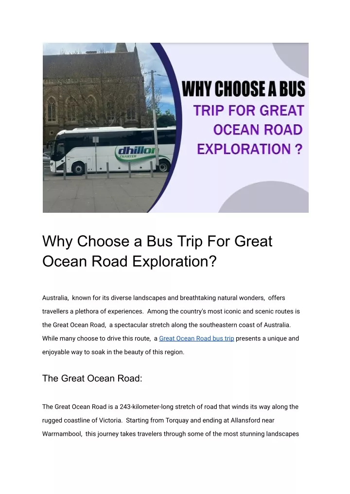 why choose a bus trip for great ocean road