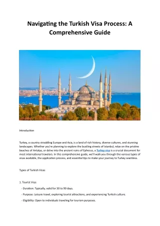 Navigating the Turkish Visa Process: A Comprehensive Guide