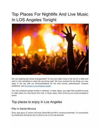 Echoes of LA: Live Music Los Angeles Tonight