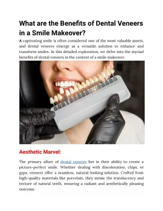 What are the Benefits of Dental Veneers in a Smile Makeover