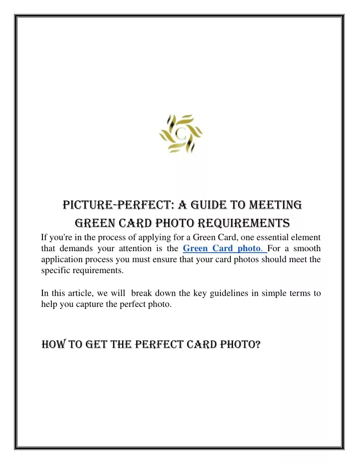 picture perfect a guide to meeting green card