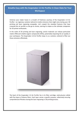 breathe easy with the snapmaker 2 0 air purifier