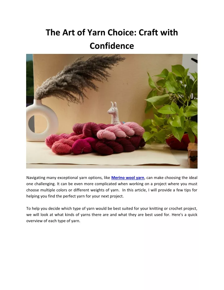 the art of yarn choice craft with confidence