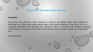 Overview of the Golden Circle route tour